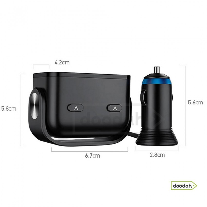 Зарядний пристрій із прикурювачами - Ozio Y34QA. 12-24V, 90W, 2 USB, QC3.0, 70см. Гарантія 6 міс.